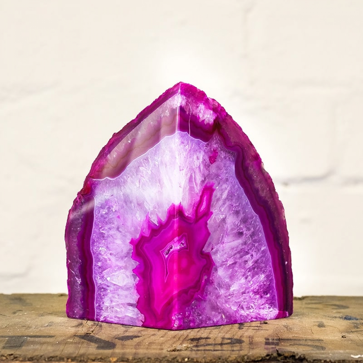 Large Pink Agate Geode Bookend Pair