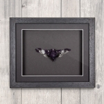 Minibeast Cicada (Cryptotymapana aquila) with Purple Crystals in Box Frame