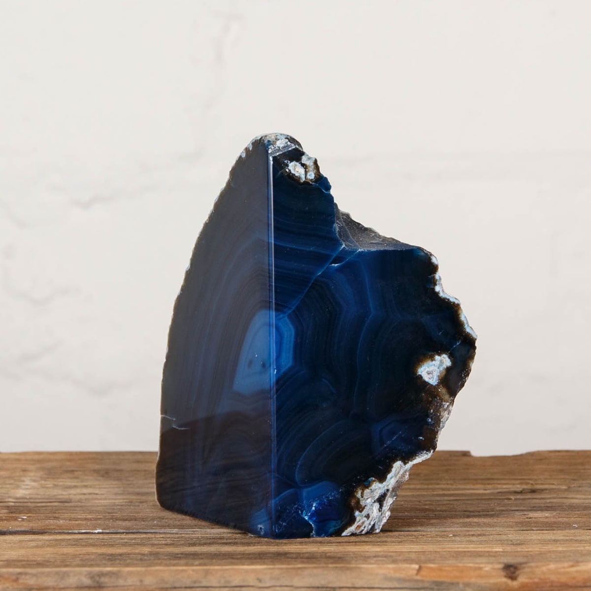 Large Blue Agate Geode Bookends