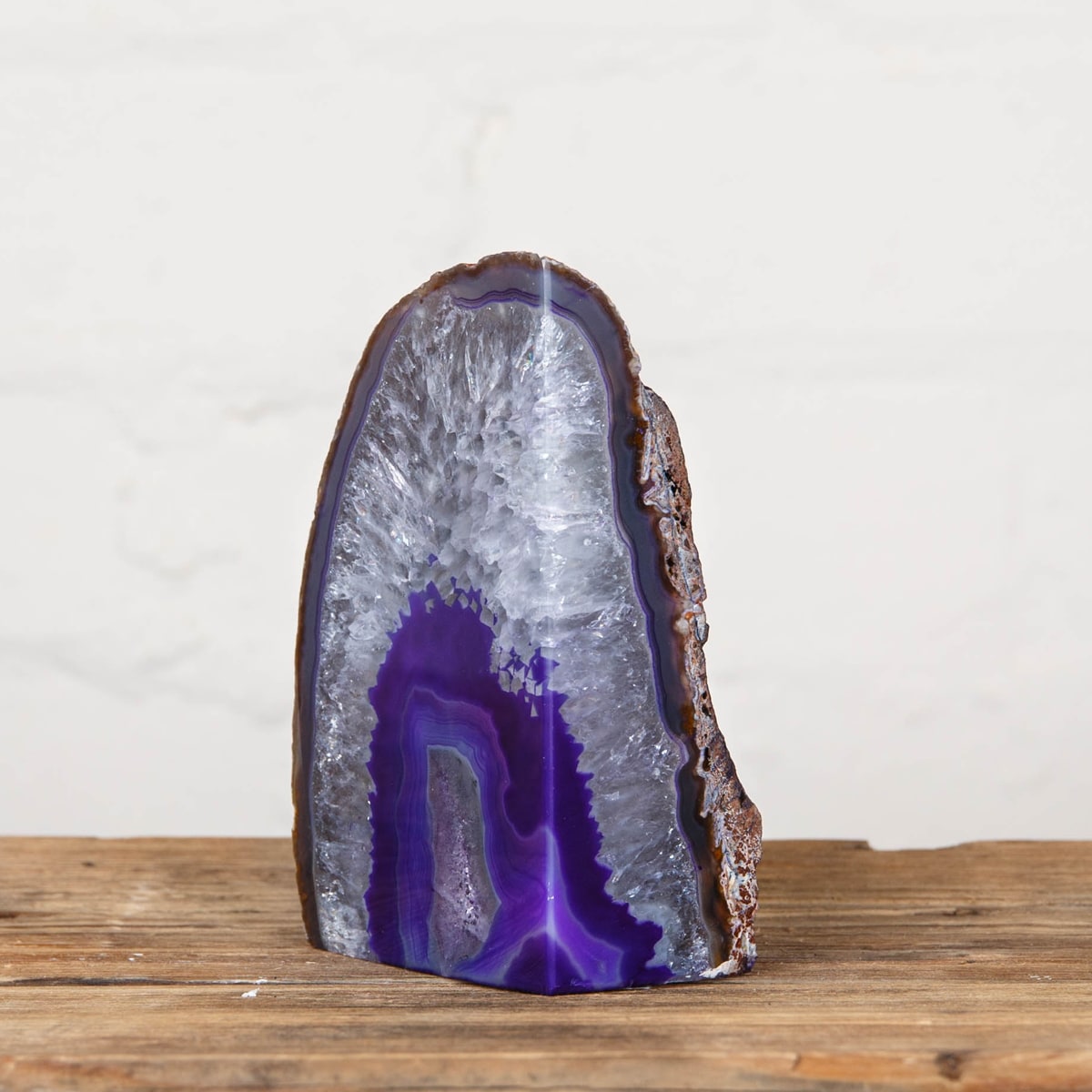 Large Purple Agate Geode Bookends
