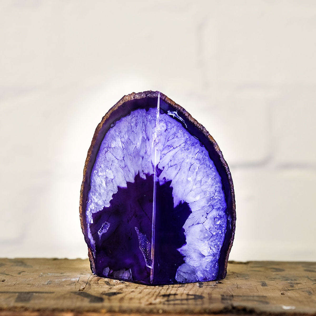 Large Purple Agate Geode Bookend Pair